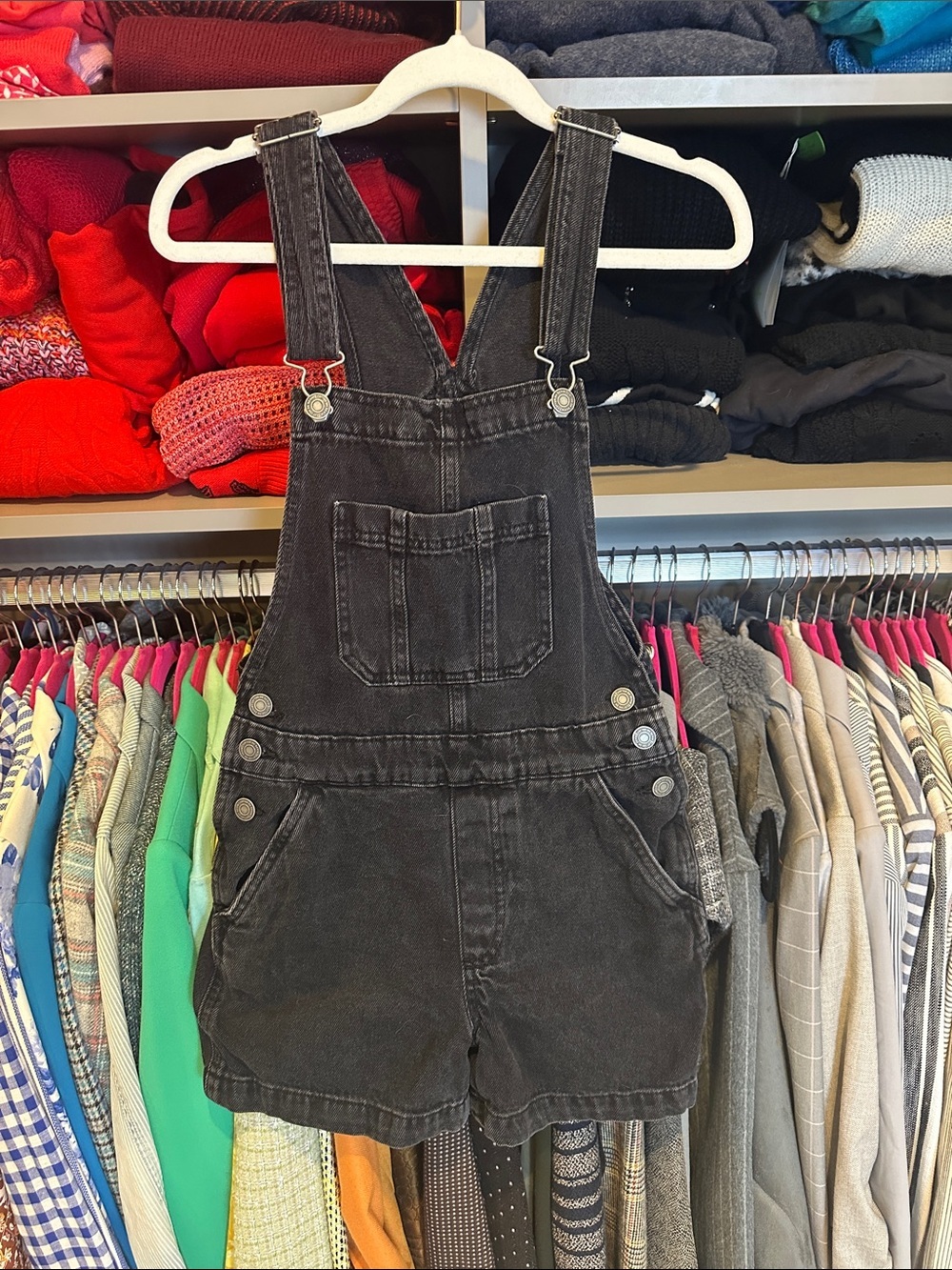 Cotton On black overall jean shorts size 2